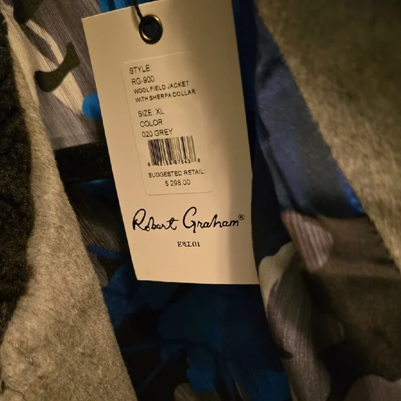 Robert Graham Gray Field Jacket With Black Sherpa Collar - Picture 3 of 4